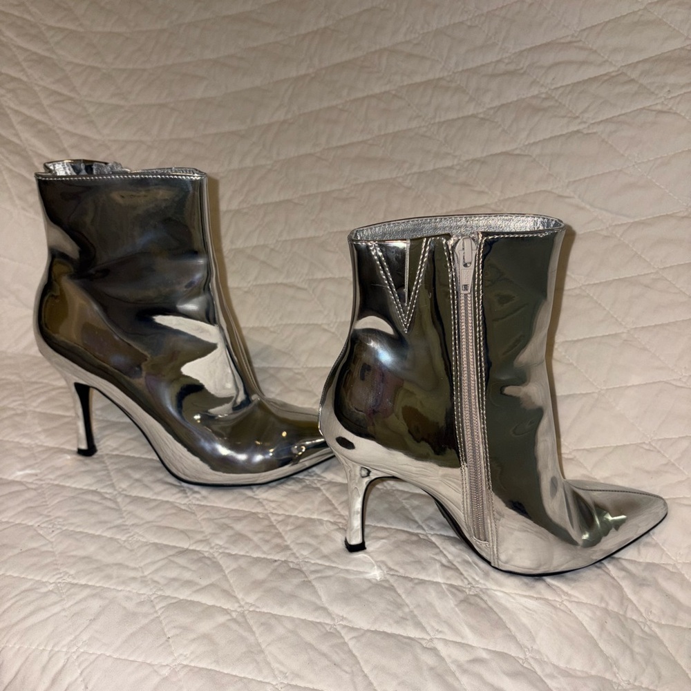 A New Day Silver Metallic Ankle Booties
